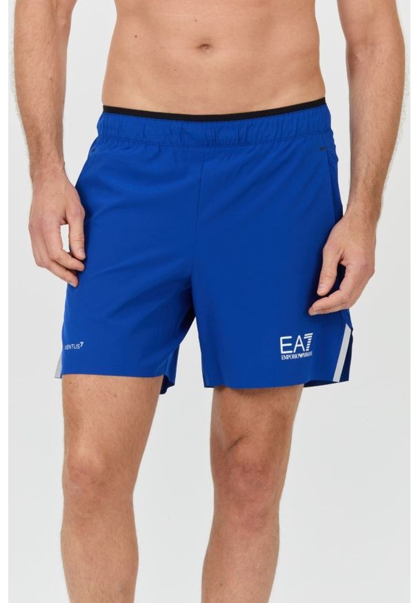EA7 Emporio Armani - EA7 Niebieskie męskie kąpielówki Bermudas, Rozmiar XL. Kolor: niebieski