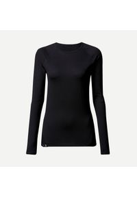 FORCLAZ - Koszulka z długim rękawem damska Forclaz MT500 merino. Kolor: czarny. Materiał: wełna, materiał. Długość rękawa: długi rękaw. Długość: długie #1