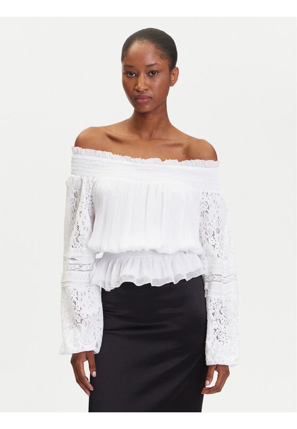 Guess Bluzka W5GH0S WE550 Biały Regular Fit. Kolor: biały. Materiał: wiskoza