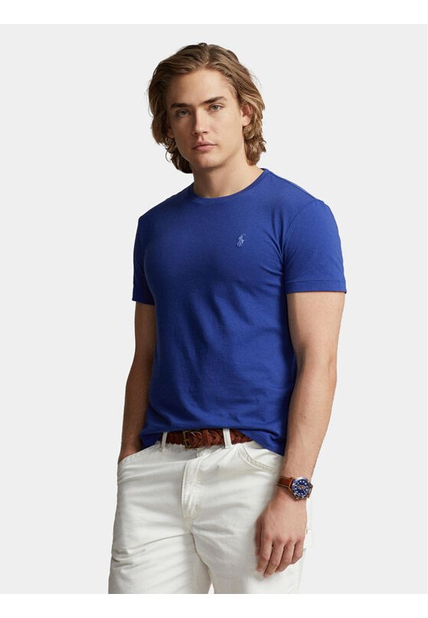 Polo Ralph Lauren T-Shirt 710671438353 Niebieski Custom Slim Fit. Typ kołnierza: polo. Kolor: niebieski. Materiał: bawełna