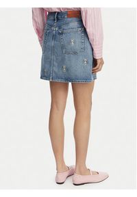 TOMMY HILFIGER - Tommy Hilfiger Spódnica jeansowa TH Crest Embroidery WW0WW50623 Niebieski Regular Fit. Kolor: niebieski. Materiał: bawełna #5