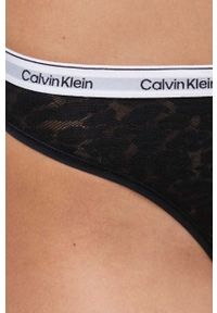 Calvin Klein Underwear stringi kolor czarny z koronki. Kolor: czarny. Materiał: koronka. Wzór: koronka #3