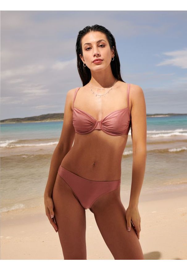 Sinsay - Dół od bikini - różowy. Kolor: różowy. Materiał: materiał, włókno. Wzór: gładki