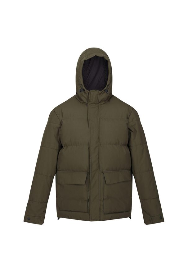 Regatta - Kurtka turystyczna męska Falkner pikowana. Typ kołnierza: kaptur. Kolor: wielokolorowy, brązowy, zielony. Materiał: poliester. Sport: turystyka piesza