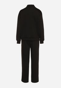 Born2be - Czarny Bawełniany Komplet Dresowy Bluza na Suwak i Spodnie Tevrisa. Kolor: czarny. Materiał: bawełna, dresówka. Sport: turystyka piesza #7