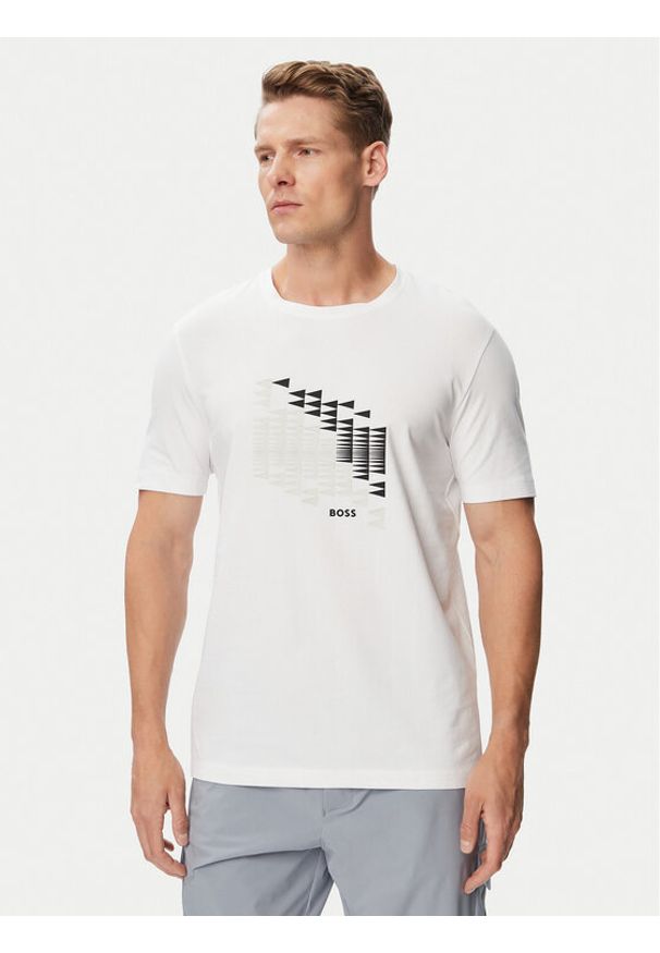 BOSS T-Shirt Network Flag 50566853 Biały Regular Fit. Kolor: biały. Materiał: bawełna