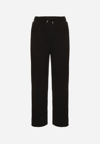 Born2be - Czarne Spodnie z Wysokim Stanem Ozdobione Sznurkami Akleria. Okazja: na spacer. Stan: podwyższony. Kolor: czarny. Materiał: jeans. Wzór: aplikacja #6