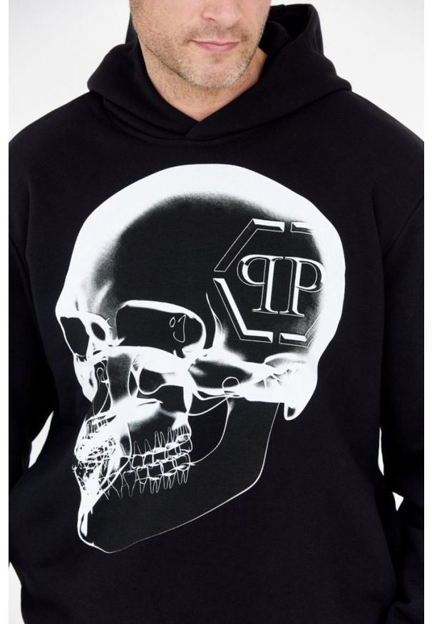 Philipp Plein - PHILIPP PLEIN Czarna bluza męska z kapturem x-ray skull, Rozmiar XXL. Typ kołnierza: kaptur. Kolor: czarny