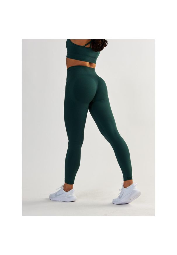 BESHAPED - Legginsy fitness damskie Beshaped Shape Up modelujące. Kolor: zielony. Materiał: nylon. Sport: fitness