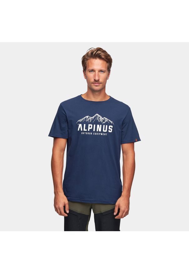 Koszulka turystyczna męska z krótkim rękawem Alpinus Mountains. Kolor: wielokolorowy, szary, niebieski. Długość rękawa: krótki rękaw. Długość: krótkie