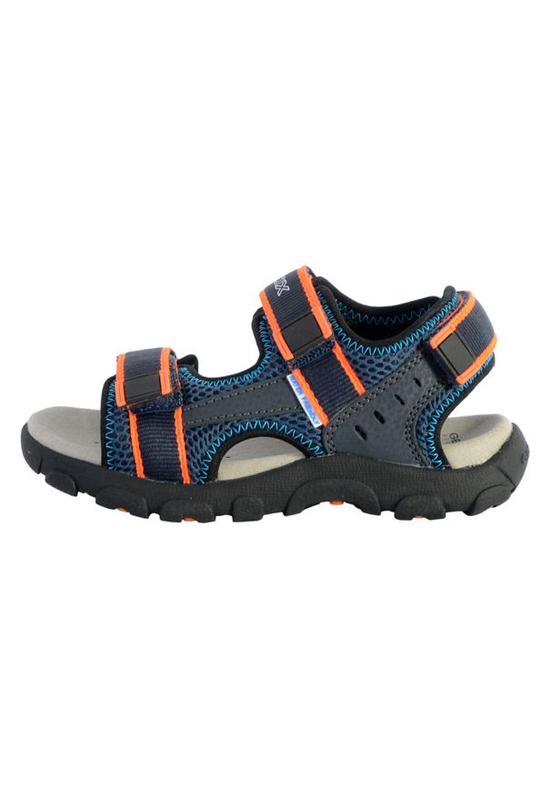 Geox - Sandały GEOX JR SANDAL STRADA A Niebieski. Kolor: wielokolorowy, niebieski, pomarańczowy. Materiał: skóra, syntetyk. Sezon: lato