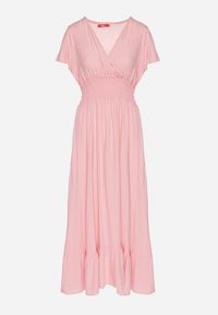 Born2be - Różowa Wiskozowa Kopertowa Sukienka o Rozkloszowanym Kroju Nellrive. Okazja: na co dzień. Typ kołnierza: dekolt w serek. Kolor: różowy. Materiał: wiskoza. Długość rękawa: krótki rękaw. Typ sukienki: kopertowe. Styl: casual, elegancki #3