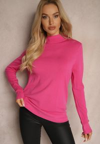 Renee - Różowy Casualowy Golf Arlotta. Okazja: na co dzień. Typ kołnierza: golf. Kolor: różowy. Materiał: jedwab, jeans, poliester, poliamid. Styl: casual #5