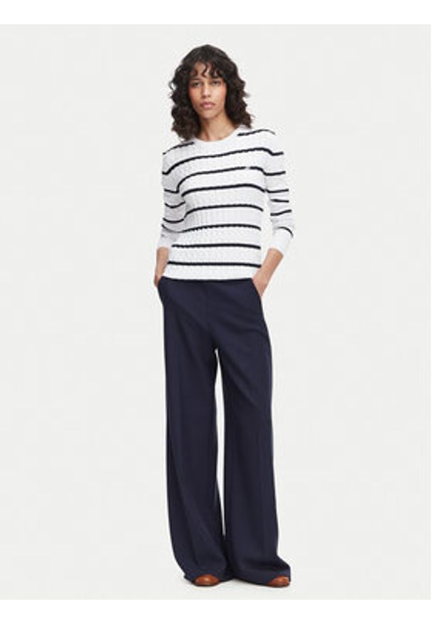 Beverly Hills Polo Club Sweter P-SS26W-M6565 Biały Regular Fit. Typ kołnierza: polo. Kolor: biały. Materiał: bawełna