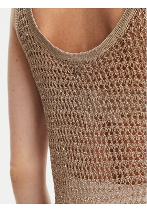 Guess Top W5YR29 Z37G0 Beżowy Regular Fit. Kolor: beżowy. Materiał: syntetyk