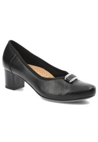 Czarne Półbuty Armodo Damskie Eleganckie Buty. Kolor: czarny. Materiał: skóra. Szerokość cholewki: normalna. Styl: elegancki