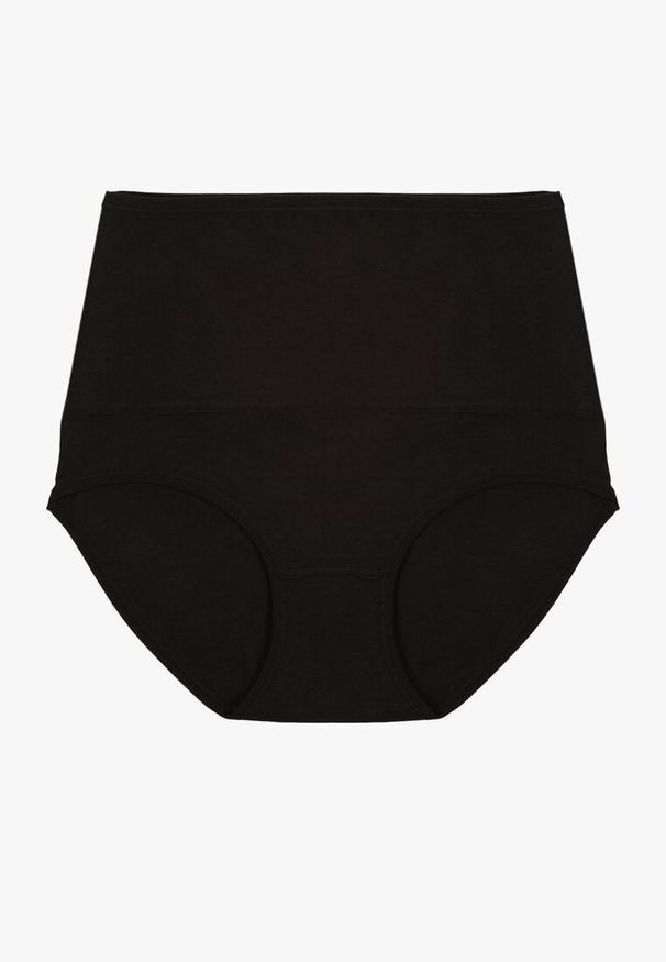 Born2be - Czarne Bawełniane Majtki Modelujące z Wysokim Stanem Nilawena. Stan: podwyższony. Kolor: czarny. Materiał: bawełna