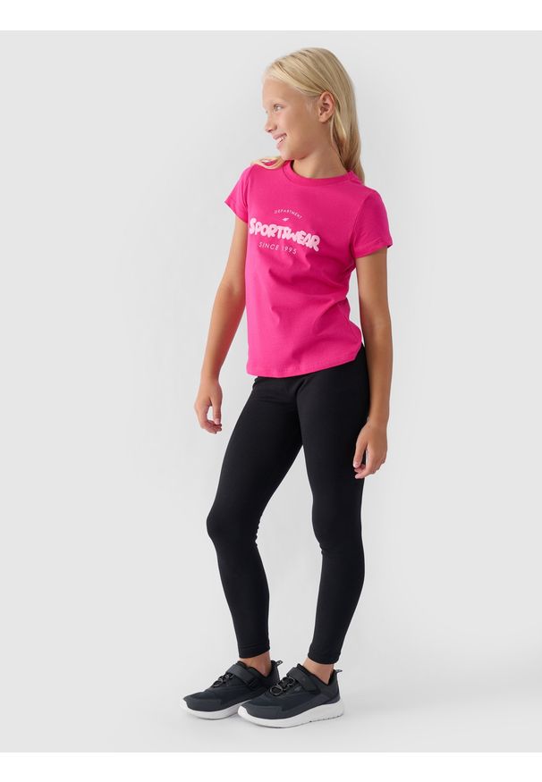 4f - 4F Legginsy dzianinowe dziewczęce - czarne 164 (13-14 lat). Okazja: na co dzień. Stan: podwyższony. Kolor: czarny. Materiał: dzianina. Wzór: ze splotem, jednolity, gładki. Sezon: lato. Styl: sportowy, casual