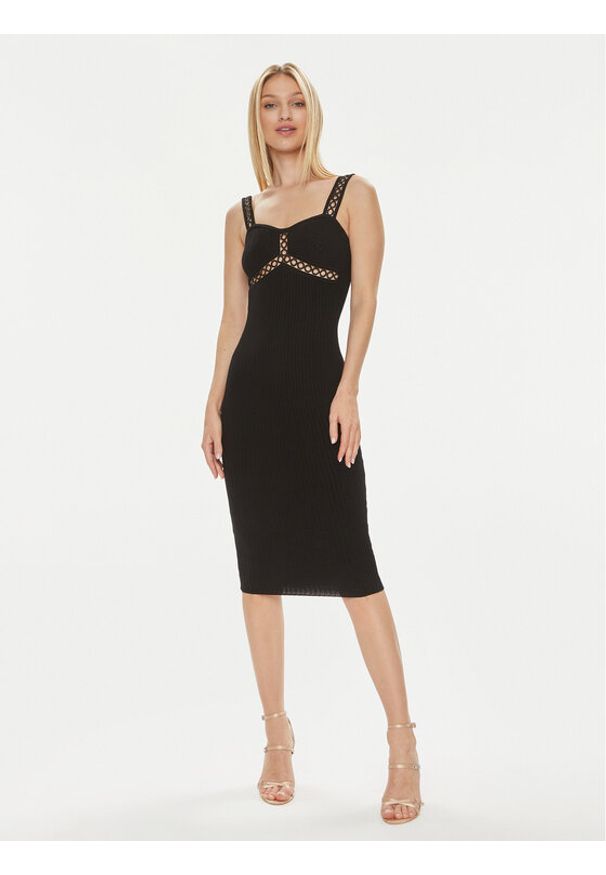 Marciano Guess Sukienka dzianinowa 4GGK25 5634Z Czarny Bodycon Fit. Kolor: czarny. Materiał: wiskoza. Typ sukienki: bodycon