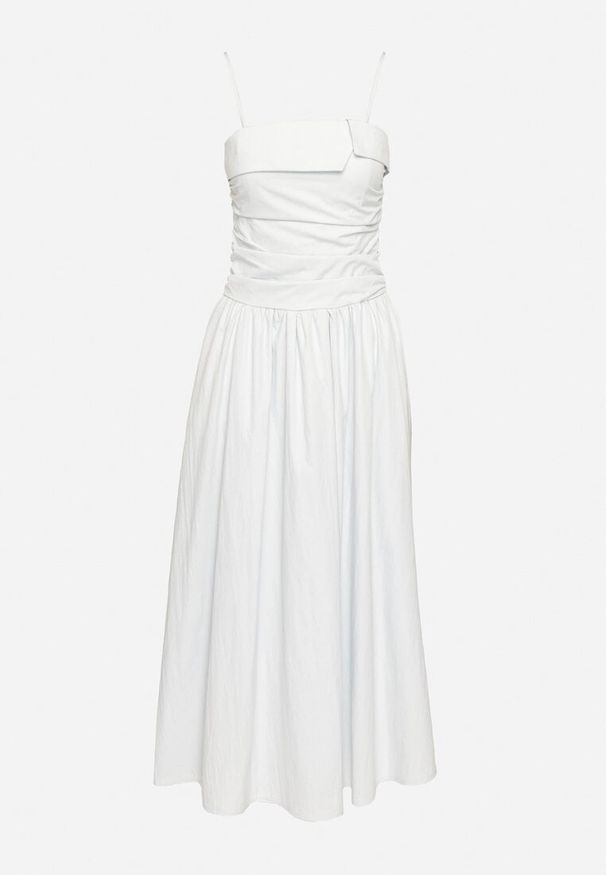 Born2be - Jasnoniebieska Wiskozowa Sukienka z Bawełną z Zakładką Atenavia. Okazja: na co dzień. Kolor: niebieski. Materiał: wiskoza, bawełna. Długość rękawa: na ramiączkach. Typ sukienki: proste. Styl: casual, elegancki, klasyczny