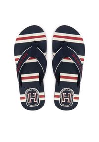 TOMMY HILFIGER - Tommy Hilfiger Japonki Stripes Beach Sandal FM0FM06003 Granatowy. Kolor: niebieski. Materiał: materiał #1