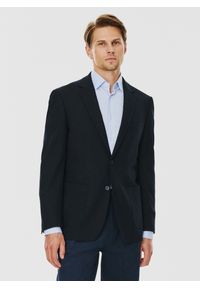 Pako Lorente - PAKO LORENTE – Casualowa marynarka męska w kolorze granatowym. Okazja: na co dzień. Kolor: niebieski. Materiał: wiskoza, elastan, nylon, dzianina. Styl: casual