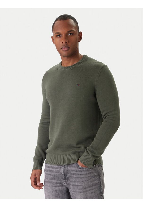 Tommy Jeans Sweter DM0DM21787 Zielony Regular Fit. Kolor: zielony. Materiał: bawełna