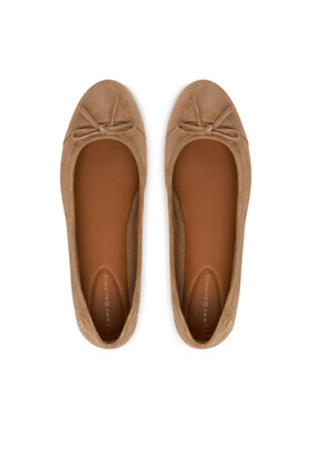 TOMMY HILFIGER - Tommy Hilfiger Baleriny FW0FW09357 Beżowy. Kolor: beżowy. Materiał: skóra