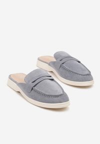 Born2be - Niebieskie Klapki Typu Mule z Przeszyciami Firavone. Okazja: na co dzień. Kolor: niebieski. Materiał: jeans. Sezon: lato. Obcas: na obcasie. Styl: elegancki, casual. Wysokość obcasa: niski #4