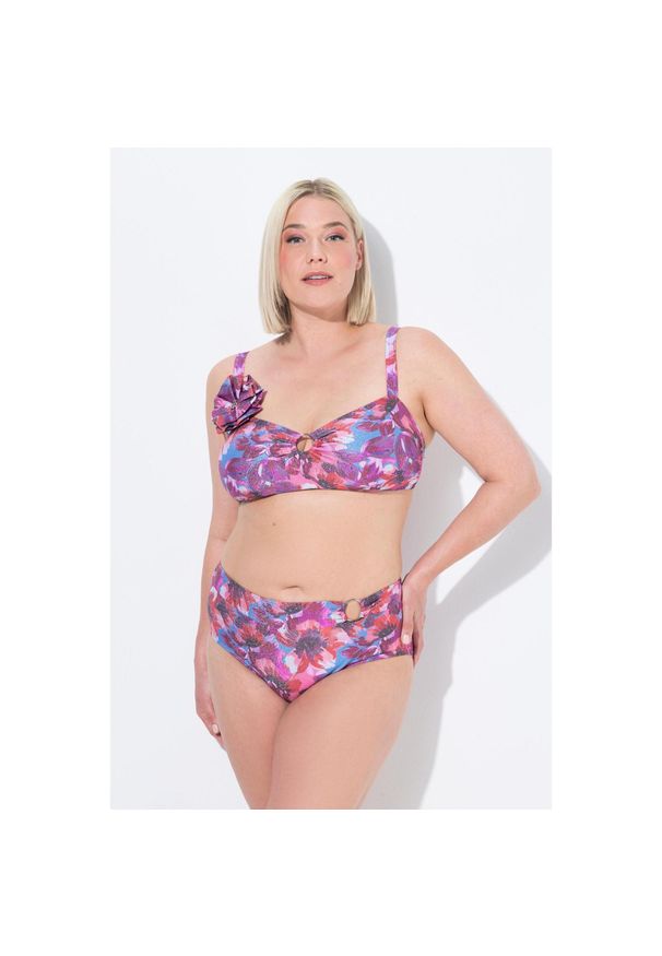 ULLA POPKEN - Damskie Bikini brokat miękkie miseczki regulowane ramiączka z recyklingu. Kolekcja: plus size. Kolor: różowy