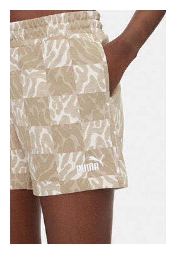Puma Szorty sportowe 5" ESS Graphic 685073 Beżowy Regular Fit. Kolor: beżowy. Materiał: syntetyk