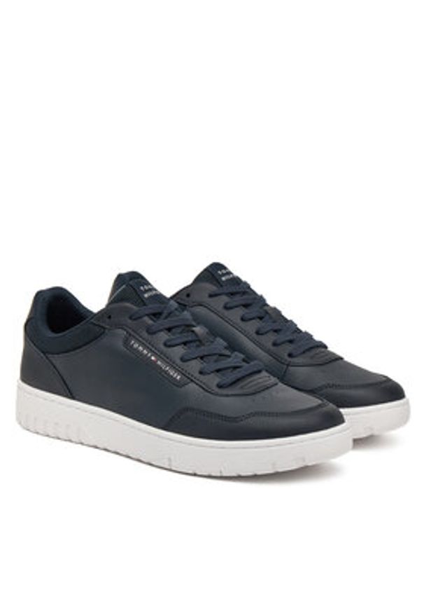 TOMMY HILFIGER - Tommy Hilfiger Sneakersy Th Basket Core Lth Pinperf FM0FM05466 Granatowy. Kolor: niebieski. Materiał: skóra