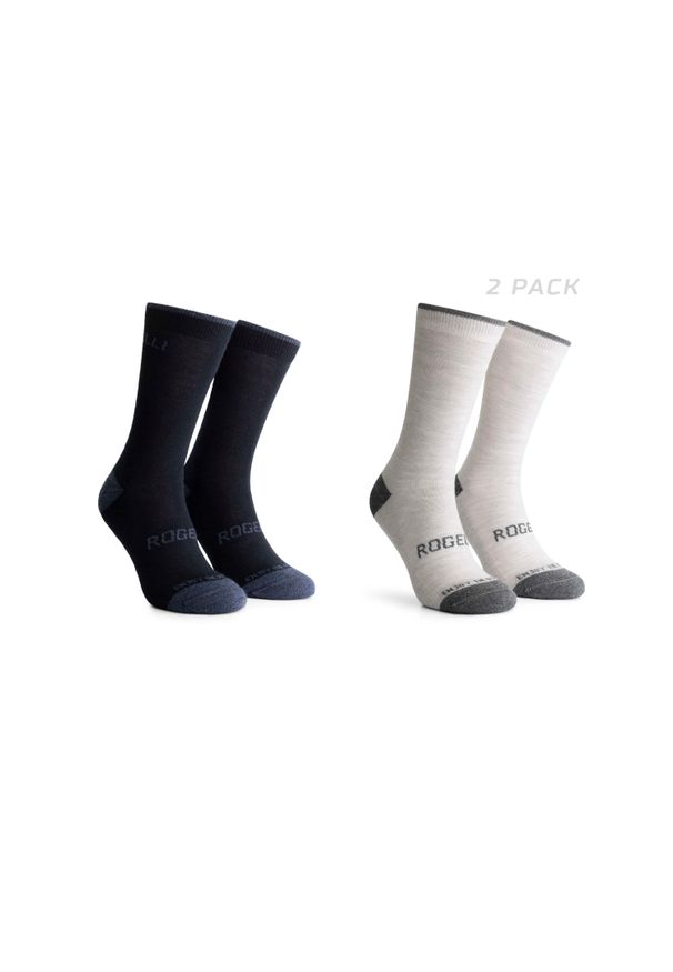 ROGELLI - Skarpetki zimowe unisex Rogelli Merino z owczej wełny 2-pack. Kolor: niebieski, szary, wielokolorowy. Materiał: wełna. Sport: kolarstwo