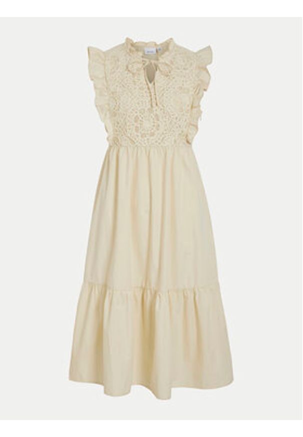 Vila Sukienka letnia Krista 14106337 Beżowy Regular Fit. Kolor: beżowy. Materiał: bawełna. Sezon: lato