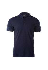 Hi-tec - Koszulka polo męska Hi-Tec Romso - granatowa, Rozmiar XL. Typ kołnierza: polo. Kolor: niebieski. Materiał: skóra, bawełna, materiał #1