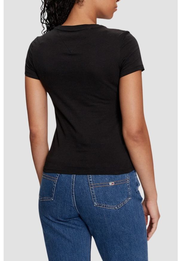 Tommy Jeans - TOMMY JEANS Czarny damski t-shirt, Rozmiar S. Kolor: czarny