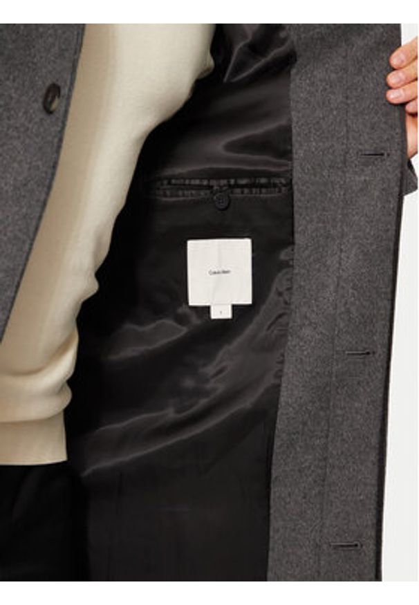 Calvin Klein Płaszcz wełniany K10K113665 Szary Slim Fit. Kolor: szary. Materiał: wełna, syntetyk