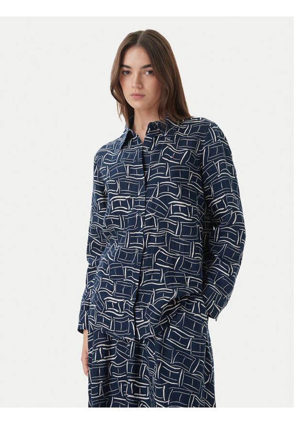 TOMMY HILFIGER - Tommy Hilfiger Koszula WW0WW44679 Granatowy Regular Fit. Kolor: niebieski. Materiał: len