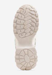 Renee - Beżowe Sneakersy na Platformie Ozdobione Cyrkoniami i Koronką Antea. Okazja: na co dzień. Kolor: beżowy. Materiał: koronka. Wzór: aplikacja, koronka. Obcas: na platformie #3