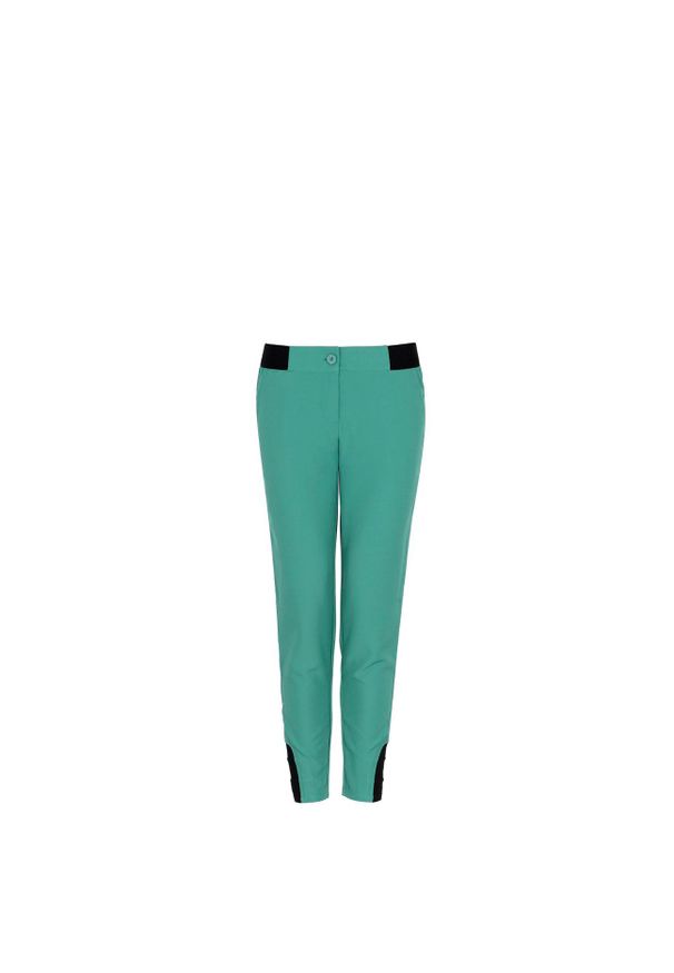 Ochnik - Szmaragdowe spodnie damskie. Kolor: zielony. Materiał: dzianina. Sezon: lato, zima
