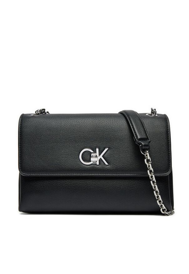 Calvin Klein Torebka Re-Lock Conv K60K612554 Czarny. Kolor: czarny. Materiał: skórzane