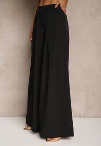Renee - Czarne Spodnie Garniturowe o Szerokim Kroju High Waist Peavelle. Stan: podwyższony. Kolor: czarny. Styl: klasyczny, elegancki