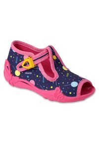 Befado obuwie dziecięce 213P138 granatowe różowe. Nosek buta: otwarty. Kolor: różowy, niebieski, wielokolorowy. Materiał: tkanina, bawełna #2