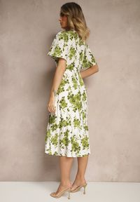 Renee - Zielona Bawełniana Sukienka Rozkloszowana Ażurowa w Kwiatowy Print Velbia. Okazja: na co dzień. Typ kołnierza: dekolt w kształcie V. Kolor: zielony. Wzór: ażurowy, kwiaty, nadruk. Typ sukienki: proste. Materiał: bawełna. Długość rękawa: krótki rękaw. Sezon: lato, wiosna. Styl: elegancki, casual #3
