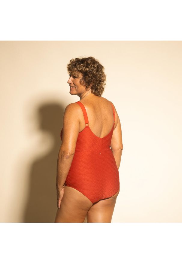 NABAIJI - Strój jednoczęściowy pływacki damski Nabaiji Romi Salento. Kolor: czerwony. Materiał: poliamid, poliester, materiał, elastan
