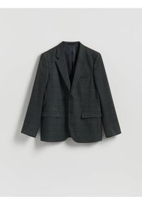 Reserved - Marynarka slim fit z wiskozą - ciemnozielony. Kolor: zielony. Materiał: wiskoza