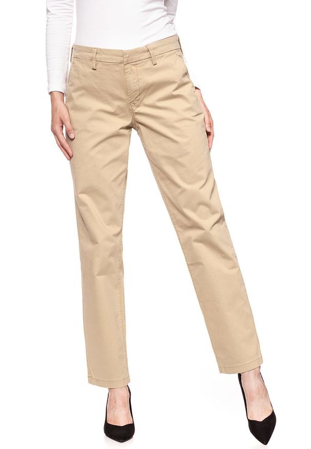 Lee - SPODNIE LEE DAMSKIE CHINO RELAXED L31MGK65. Materiał: materiał. Wzór: aplikacja