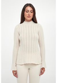 Twinset Milano - Sweter damski wełniany z baskinką TWINSET. Materiał: wełna