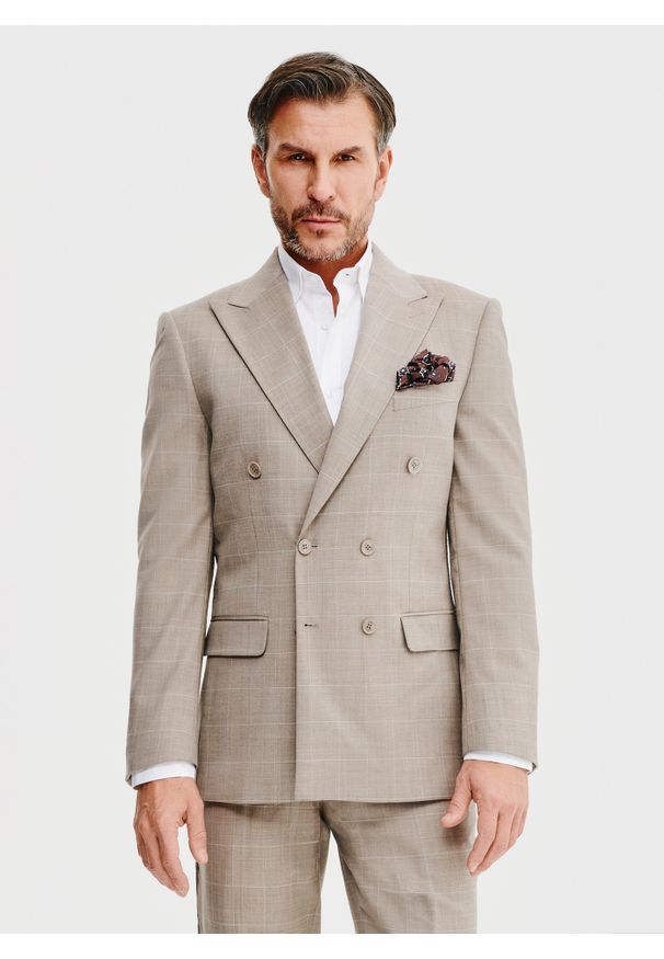 Pako Lorente - PAKO LORENTE – Dwurzędowa marynarka garniturowa w kratę. Materiał: wełna