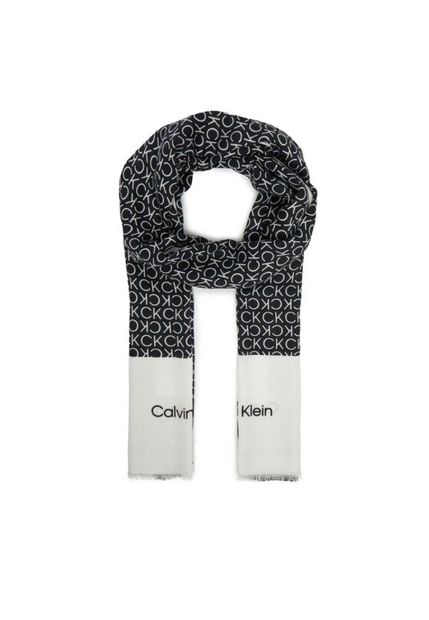 Calvin Klein Szal Aop Minimal Logo LV04F8053G Czarny. Kolor: czarny. Materiał: materiał